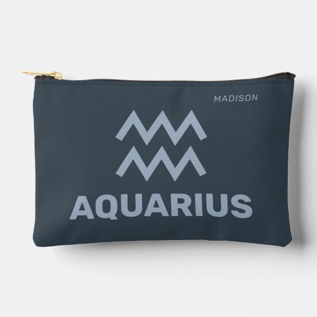 Pochette À Accessoires Nom personnalisé / Texte Symbole zodiaque Aquarius (Recto)