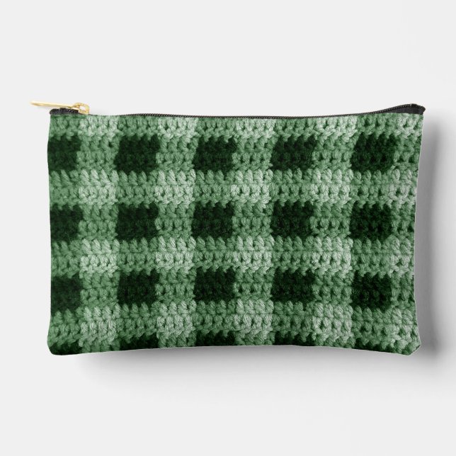 Pochette À Accessoires Nuances vertes naturelles Plaid Artisan Crochet Im (Recto)