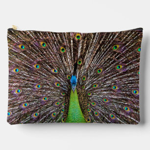 Pochette À Accessoires Œuvre d'art élégante de paon et de plume