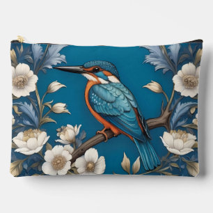 Pochette À Accessoires Oiseau Martin-Pêcheur Turquoise Élégant Floral