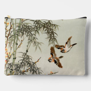 Pochette À Accessoires Oiseaux Bambou Asiatique Japonais Vintage