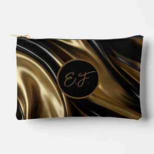 Pochette À Accessoires Or et soie noire