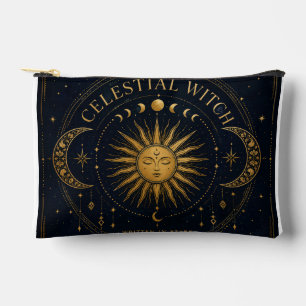Pochette À Accessoires Or spirituel Soleil éclaté Lune & Étoiles Célestes