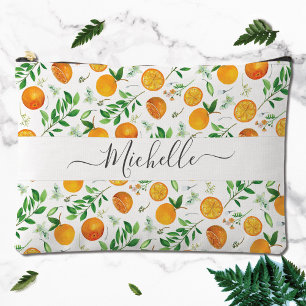 Pochette À Accessoires Orange Citrus été Floral Motif botanique