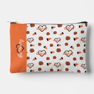 Pochette À Accessoires Orange Coeurs de poire, Pom Poms, Motif de mégapho