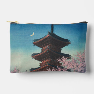 Pochette À Accessoires Pagode de printemps japonaise vintage sur une soir