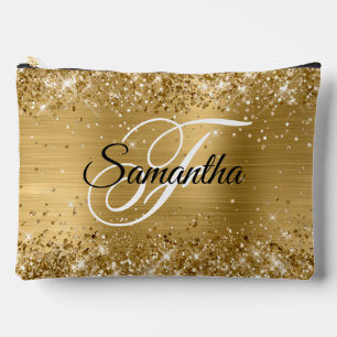 Pochette À Accessoires Pailleté Or Feuille Fantaisie Monogramme