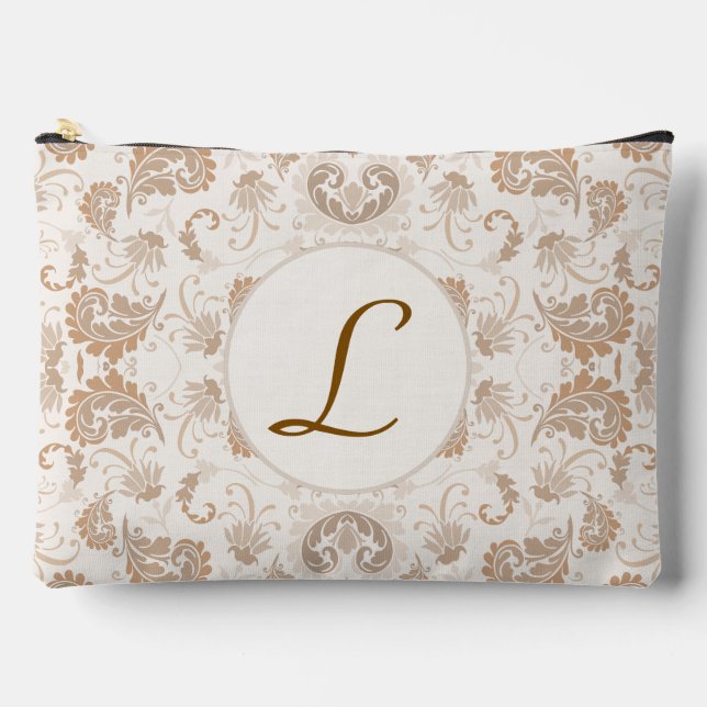 Pochette À Accessoires Paisley en Beige esthétique moderne Tan Brown Init (Recto)