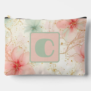 Pochette À Accessoires Papier Monogramme Floral Jardin Aquarelle de Print