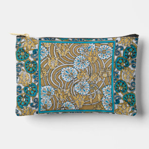 Pochette À Accessoires papier peint bleu art nouveau cyclamen