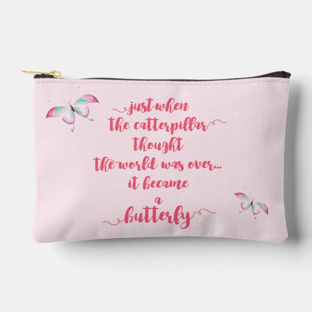 Pochette À Accessoires Papillon - Luttes pour la vie - Citation Inspirati (Recto)