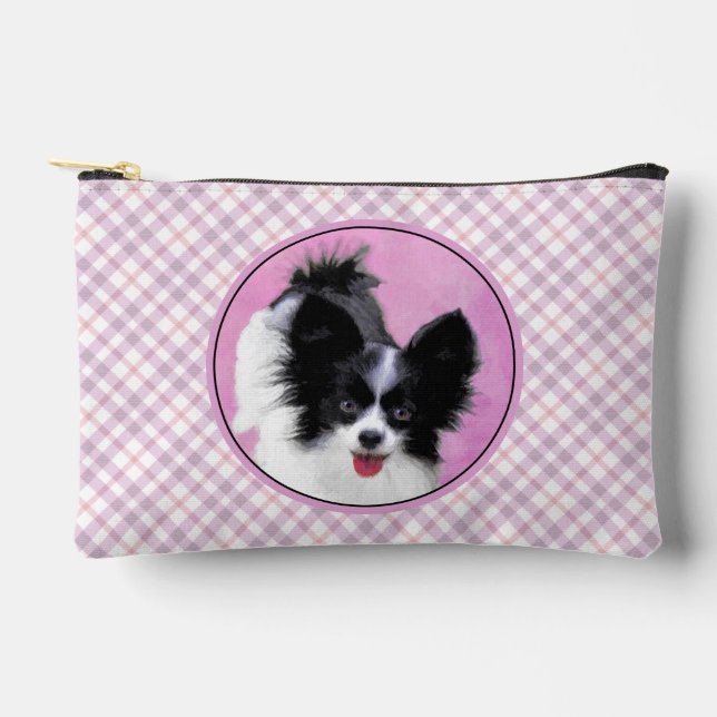 Pochette À Accessoires Papillon Peinture Noir et Blanc Original Chien Art (Recto)