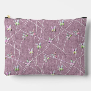 Pochette À Accessoires Papillons à l'aquarelle sur rose poudré