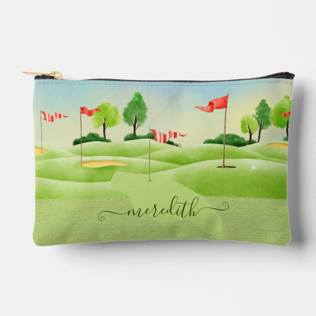 Pochette À Accessoires Parcours de golf Scène Nom personnalisé (Recto)