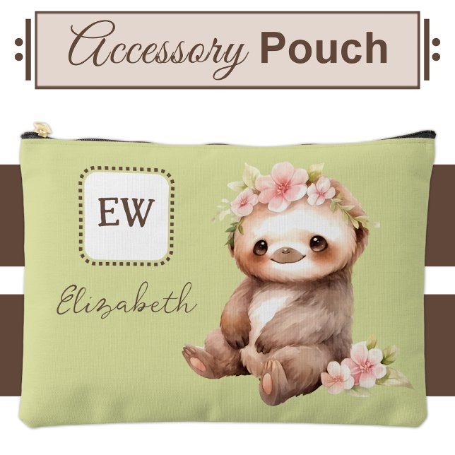 Pochette À Accessoires Parfum mignon ajouter initiales nom vert (Créateur téléchargé)