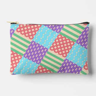 Pochette À Accessoires Pastel Damier Rayure Nœud Papillon Géométrique
