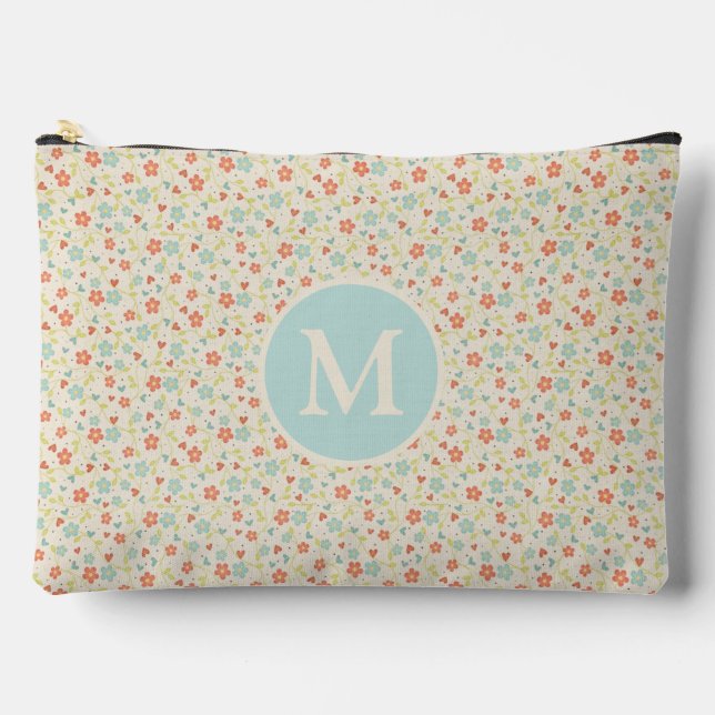 Pochette À Accessoires Pastel Pretty Spring Floral Pattern Monogram (Recto)