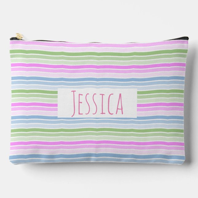Pochette À Accessoires Pastel Wavy rayé moderne personnalisé (Recto)