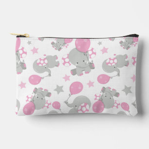 Pochette À Accessoires Pattern of Elephants, Cute Elephants - Pink Gray