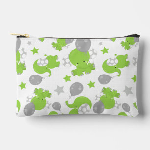 Pochette À Accessoires Pattern of Green Elephants, Cute Elephants, stars