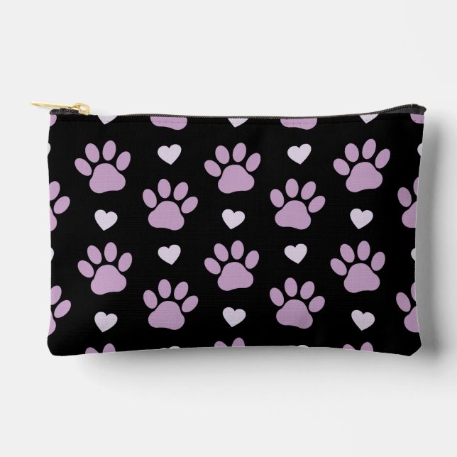 Pochette À Accessoires Pattern of paws, Dog paws, Lilac paws, Hearts (Recto)