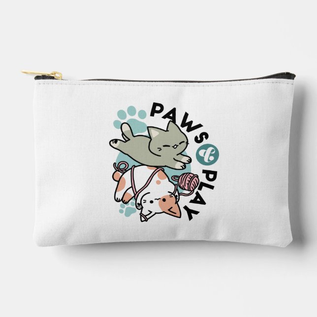 Pochette À Accessoires Paws and Play – Adorable Cat Illustration (Recto)