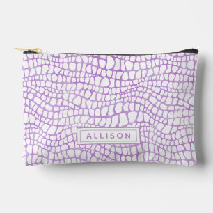 Pochette À Accessoires Peau de crocodile violet - Personnalisé