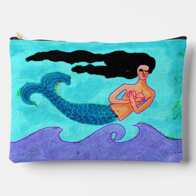 Pochette À Accessoires Peinture Abstraite funky de sirène (Recto)
