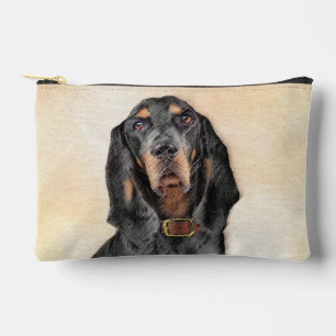 Pochette À Accessoires Peinture de chien originale en noir et Tan