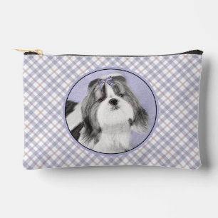 Pochette À Accessoires Peinture de Shih Tzu Noir & Blanc Art Original de 
