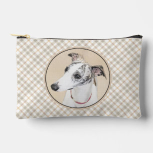 Pochette À Accessoires Peinture de Whippet Bringlé Blanc Art Canin Origin