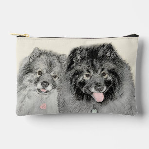Pochette À Accessoires Peinture Keeshond 2 Keeshonden Original Chien Art
