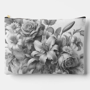 Pochette À Accessoires Perfection florale noire et blanche