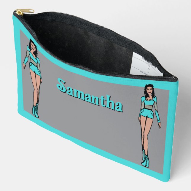 Pochette À Accessoires Personalized Majorette Dancer Aqua #2 (Ouvrir)