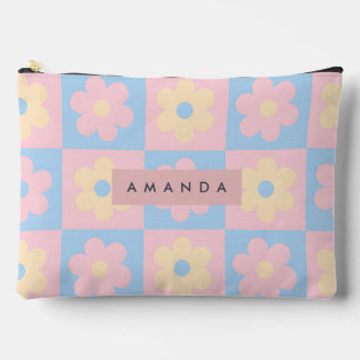 Pochette À Accessoires Personalized Pastel Pink Blue Retro Daisy Flower