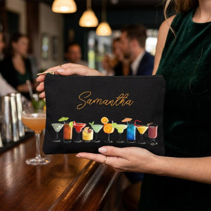 Pochette À Accessoires Personnalisé avec des cocktails colorés dessinés à