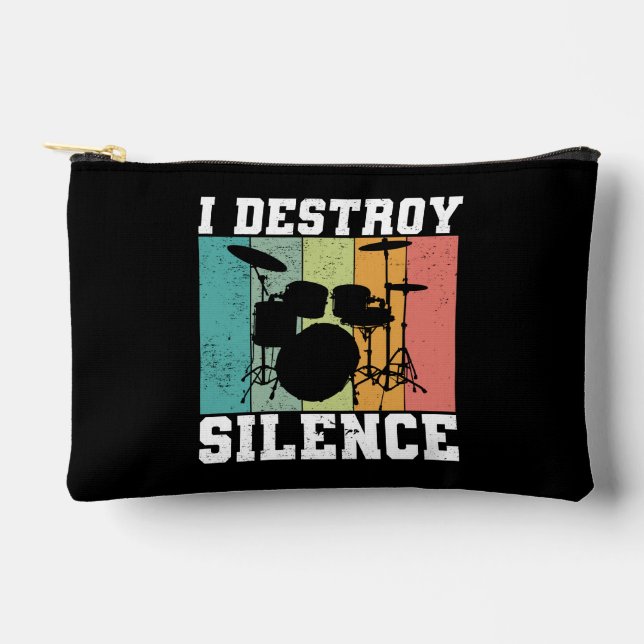 Pochette À Accessoires Personnalisé Je Détruis Silence Distressed Drummer (Recto)
