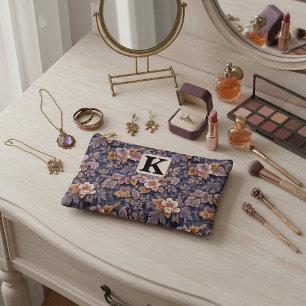 Pochette À Accessoires Pétales de famille anciens monogramme floral viole
