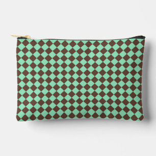 Pochette À Accessoires Petit motif à carreaux diamant vert marron