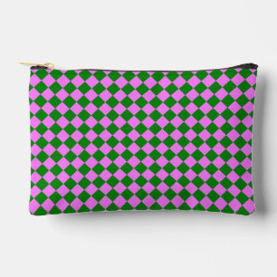 Pochette À Accessoires Petit motif diamant à carreaux rose vert