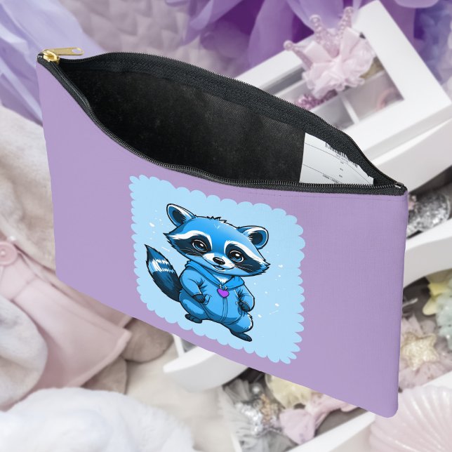 Pochette À Accessoires Petit Raccoon Dans Pouch Bleu (Créateur téléchargé)