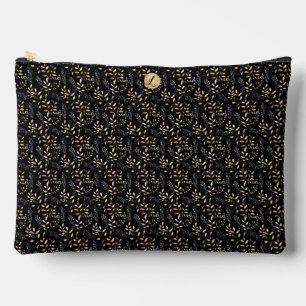 Pochette À Accessoires Petite feuille noire et brune grande impression