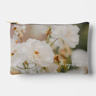 Pochette À Accessoires Photo de fleurs de roses blanches élégantes avec n