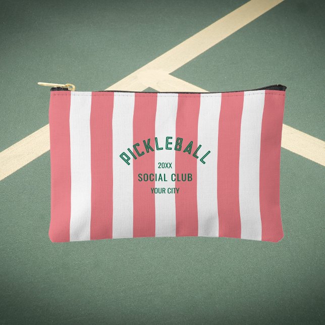 Pochette À Accessoires Pickleball Social Club Pink Cabana Stripe (Créateur téléchargé)