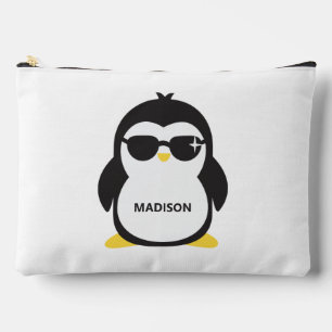 Pochette À Accessoires Pingouin cool de nom personnalisé