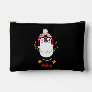 Pochette À Accessoires Pingouin scintillant avec lumières de Noël
