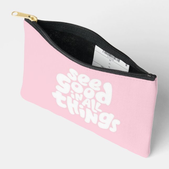 Pochette À Accessoires Pink quotes Makeup/ Skincare Print Cut Sew Bag (Ouvrir)