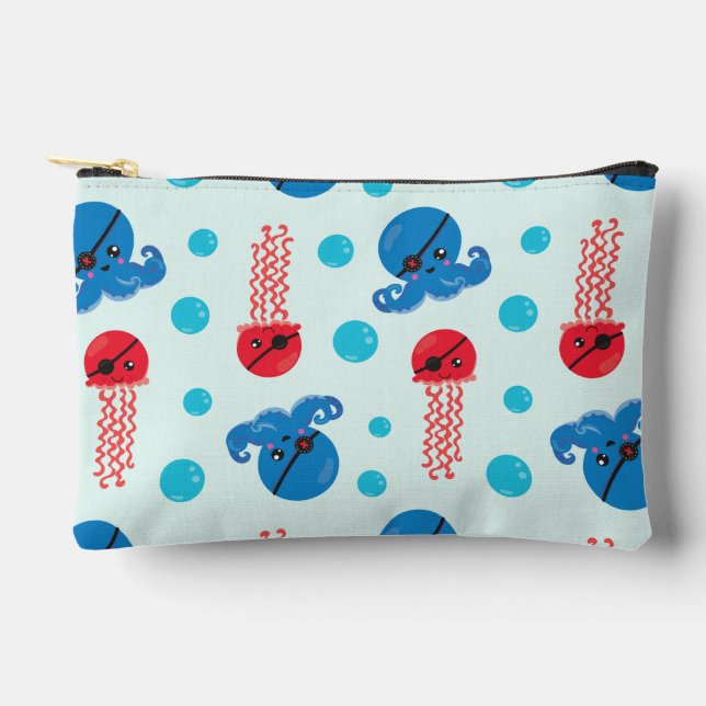 Pochette À Accessoires Pirate Octopus, Pirate Jellyfish, Sea Animaux (Recto)