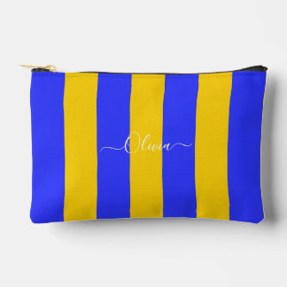 Pochette À Accessoires PixDezines Monogram Cabana Rayure Cobalt Jaune