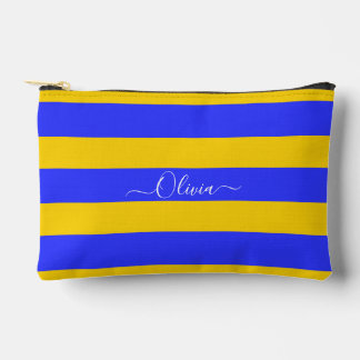 Pochette À Accessoires PixDezines Monogram Cabana Rayure Cobalt Jaune